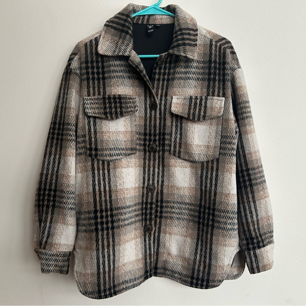 Windsor Brown Black Cream Plaid Utility Shacket